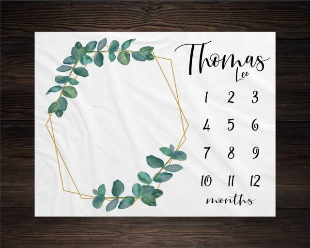 Milestone Blanket Monthly Growth Tracker Soft Fleece Geometric Baby Shower Gift Newborn Watch Me Grow Boy - image 1