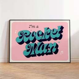 Rocketman Inspired Lyrics Print - Wall Art A4 A3 A5 Unframed Indie Music Rock Pop - thumbnail 3
