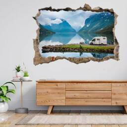 Nature Mountain Lake Tree Scenery 3D Smashed View Wall Sticker Poster Decal A942