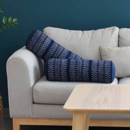 Hmong Indigo Batik Bolster Pillow Handspun Cotton Yoga Cushion - thumbnail 1