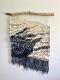 Ocean Texture Woven Wall Hanging Blue Gray Fiber Art Tapestry - thumbnail 1
