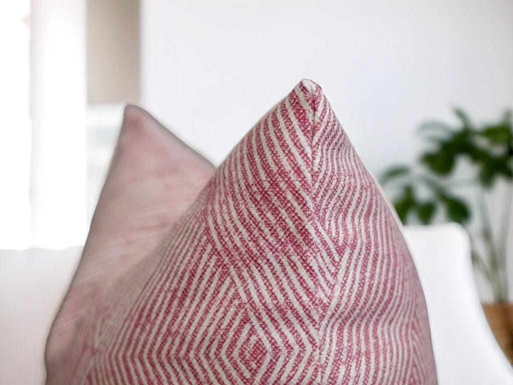 Raspberry Geometric Throw Pillow Cover, Dark Pink Accent Cushion