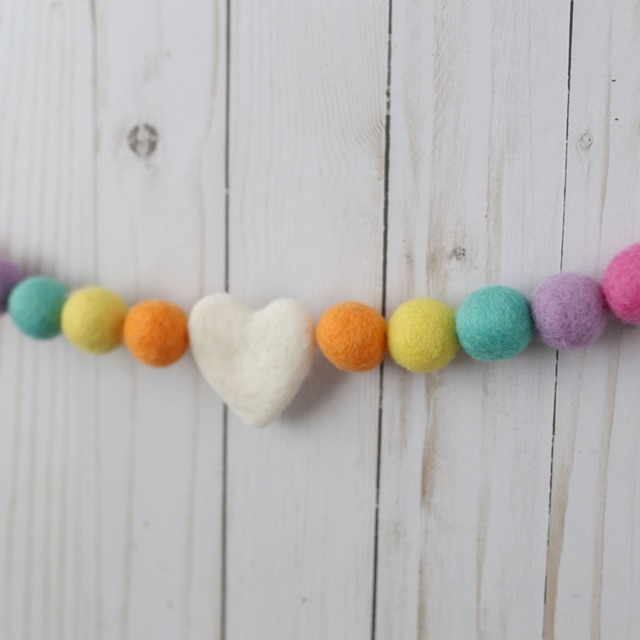 Unicorn Party - Felt Ball Garland Decor Nursery Pom Pom Baby Shower Rainbow Decor- Pastel Decorations - image 1