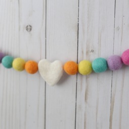 Unicorn Party - Felt Ball Garland Decor Nursery Pom Pom Baby Shower Rainbow Decor- Pastel Decorations - thumbnail 1