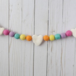 Unicorn Party - Felt Ball Garland Decor Nursery Pom Pom Baby Shower Rainbow Decor- Pastel Decorations - thumbnail 3