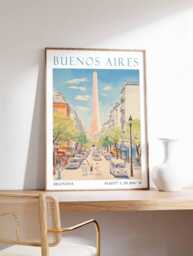 Buenos Aires Travel Poster, Argentina Print, Art, Colourful Decor, Gift - thumbnail 1