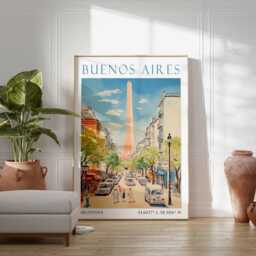 Buenos Aires Travel Poster, Argentina Print, Art, Colourful Decor, Gift - thumbnail 3