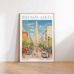 Buenos Aires Travel Poster, Argentina Print, Art, Colourful Decor, Gift - thumbnail 2