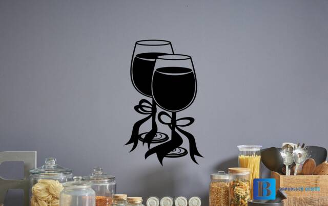 Wine Glasses Alcohol Kitchen Home Matt Vinyl Wall Art Decal Sticker - image 1
