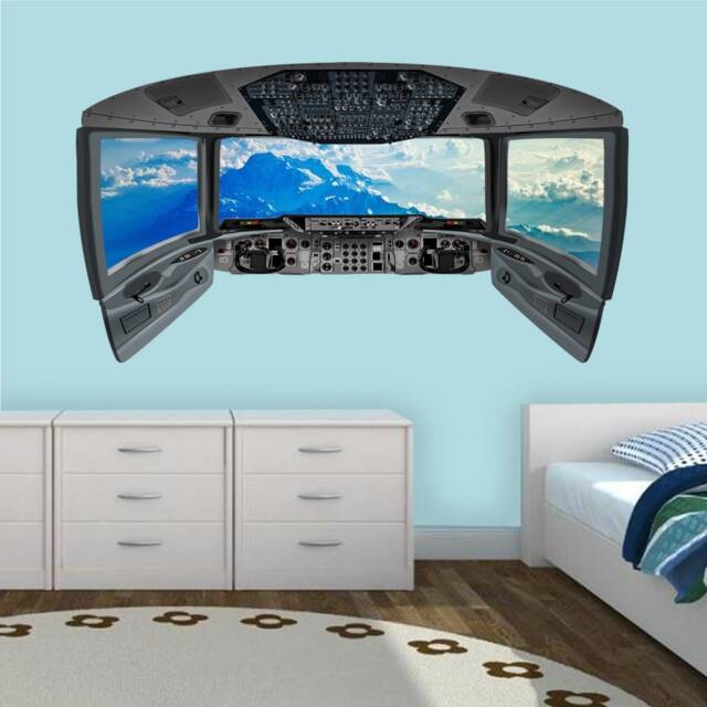 Vwaq Airplane Cockpit Wall Decal - Mountains Plane Window Sticker Cp6 - image 1