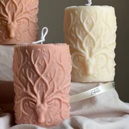 Handmade Deer Pillar Candle Soy Wax Sculptural Home Decor - thumbnail 2