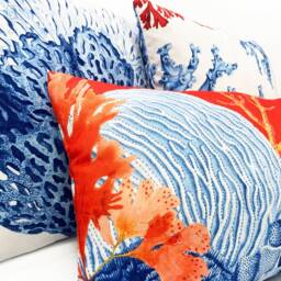 Coral Reef Chenille Cushion Cover Set Marine Theme, Double-Sided - thumbnail 2
