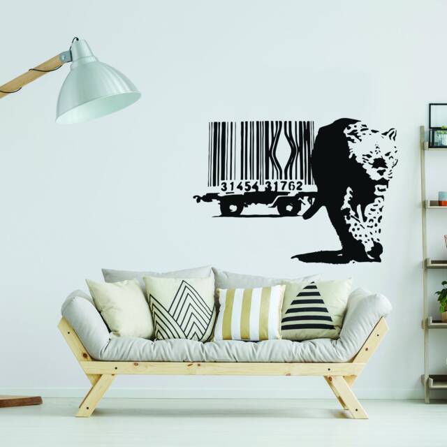 Artist Leopard Barcode Wall Sticker - Art Home Decor Diy Bar Code Mural Decal Writer Drawer - image 1