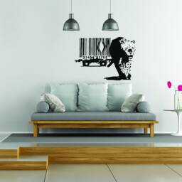 Artist Leopard Barcode Wall Sticker - Art Home Decor Diy Bar Code Mural Decal Writer Drawer - thumbnail 4