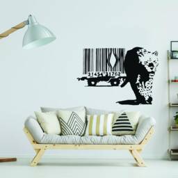 Artist Leopard Barcode Wall Sticker - Art Home Decor Diy Bar Code Mural Decal Writer Drawer - thumbnail 1