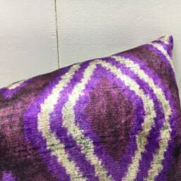Handwoven Silk Ikat Lumbar Pillow Cover 10x24, Modern Home Decor - thumbnail 2