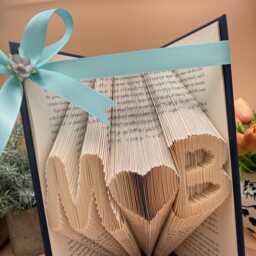 Folded Book Art, Initials & Heart, Romantic Anniversary Gift - thumbnail 1