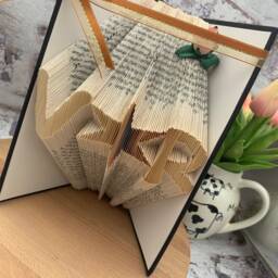 Folded Book Art, Initials & Heart, Romantic Anniversary Gift - thumbnail 3