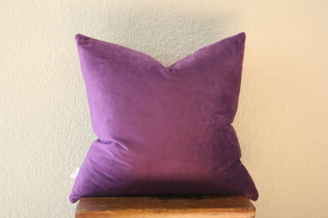 Purple Velvet Pillow Cover/Throw Decorative Festive Cushion Both Side, 16x16, 18x18, 20x20, 22x22 - image 1