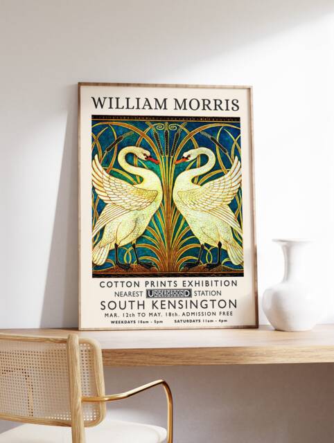 William Morris Print, Exhibition Poster, Vintage Wall Art, Flower Pattern, Floral Art Nouveau - image 1