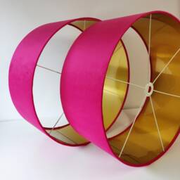 Cerise Pink Extra Large Velvet Lampshade With Gold Lining - thumbnail 3