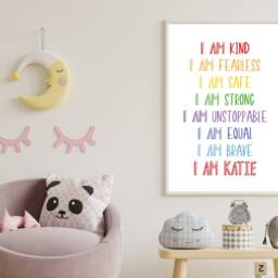 I Am Rainbow Positive Kids - Personalised Inspirational Family Custom Print Home Decor Gift Bespoke A5 A4 A3 Framed - thumbnail 2