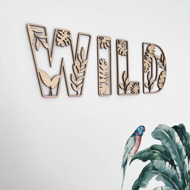 Wild Sign - Nursery Decor Name Safari Wall Art Personalised Jungle Themed - image 1