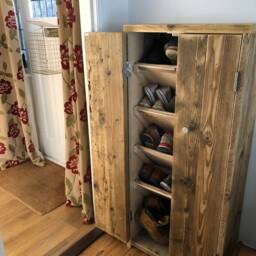 Tall Shoe Cupboard - Rustic Mudroom Storage Reclaimed Wood The Vilnius - thumbnail 2