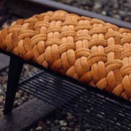 Handmade Woven Knot Bench With Shoe Rack, Metal Frame - thumbnail 2