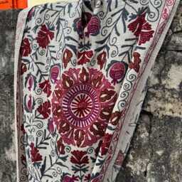 Suzani Cotton Throw Blanket, Bohemian Ethnic Floral Home D??cor - thumbnail 3