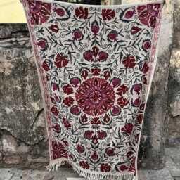 Suzani Cotton Throw Blanket, Bohemian Ethnic Floral Home D??cor - thumbnail 4