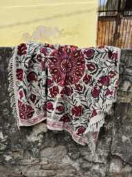 Suzani Cotton Throw Blanket, Bohemian Ethnic Floral Home D??cor - thumbnail 1