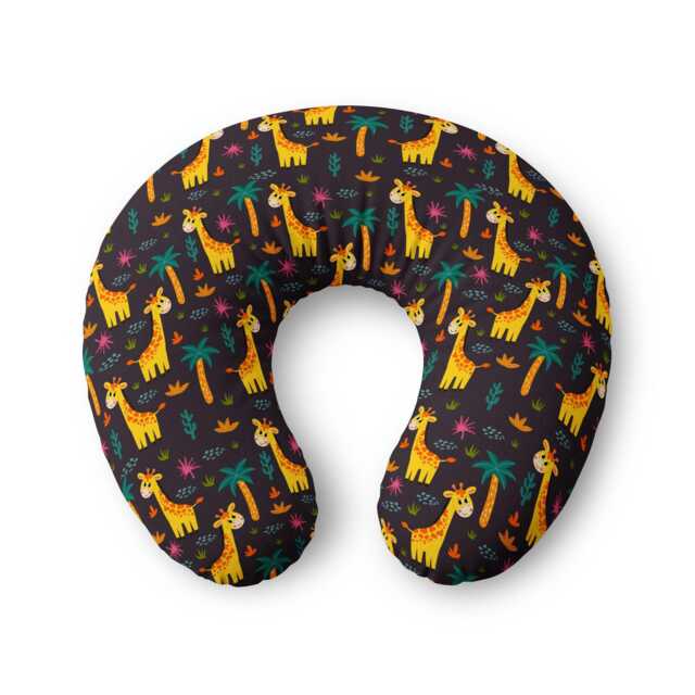 Yellow Giraffe Pattern Nursing Pillow Cover - Jungle Baby Animal Print - image 1