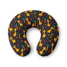Yellow Giraffe Pattern Nursing Pillow Cover - Jungle Baby Animal Print - thumbnail 1