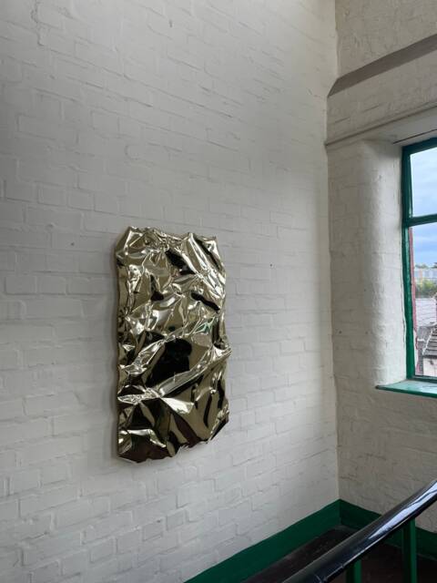 Handmade Brass Mirror Sculpture Gold Metal Wall Art - 1M X 60cm - image 1