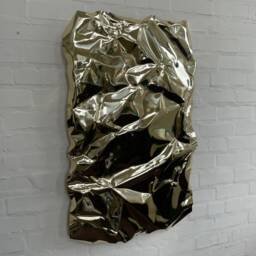 Handmade Brass Mirror Sculpture Gold Metal Wall Art - 1M X 60cm - thumbnail 3