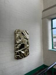 Handmade Brass Mirror Sculpture Gold Metal Wall Art - 1M X 60cm - thumbnail 1