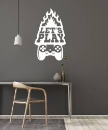 Let's Play Vinyl Wall Decal Gaming Quote Video Games Joystick Stickers Mural - #2953Di - thumbnail 1