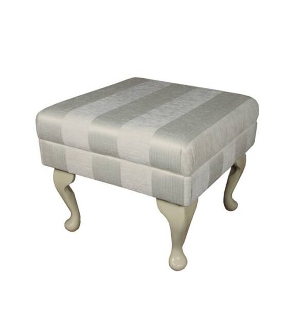 Handmade Oyster Striped Footstool Queen Anne Style Legs - image 1