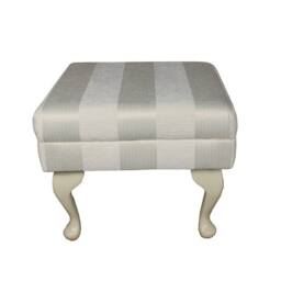 Handmade Oyster Striped Footstool Queen Anne Style Legs - thumbnail 2
