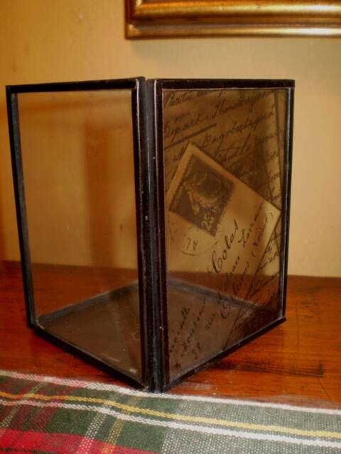 Rustic French Cart Postale Metal & Glass Tea Lite Holder, Recycled Glass - image 1