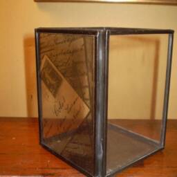 Rustic French Cart Postale Metal & Glass Tea Lite Holder, Recycled Glass - thumbnail 3