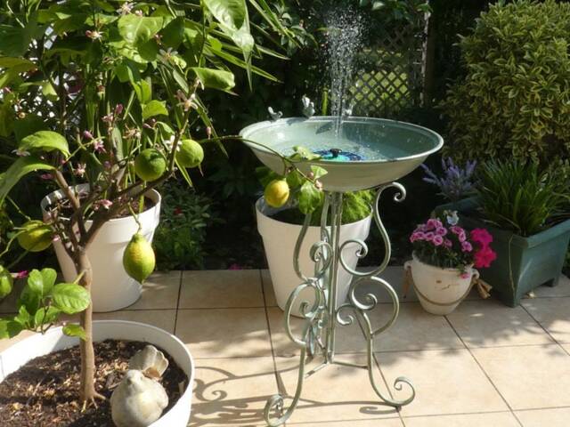 Large Freestanding Bird Bath/Bird Feeder On A Stand, 71 cm High, Rustproof & Frost-Resistant, Cast Aluminum, Garden Decoration in Country Style - image 1