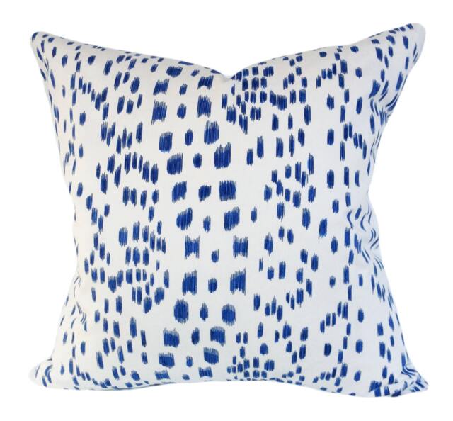 Brunschwig Fils Les Touches Blue Pillow Cover Cotton Throw - image 1