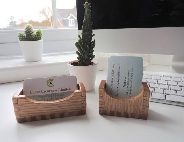 Wood Business Card Holder, Solid Oak, Display Stand, Desk Organiser, Owner, Luxury, Event Accessories - image 1