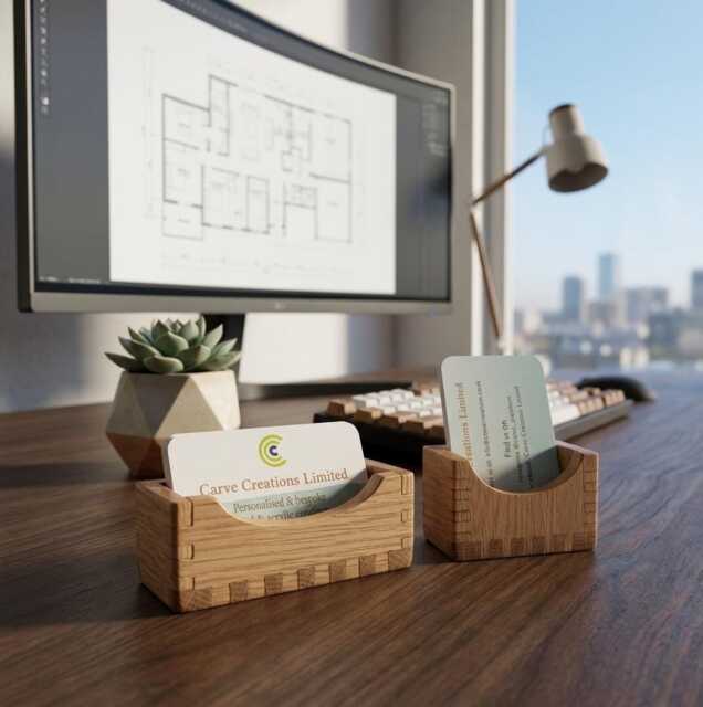 Wood Business Card Holder, Solid Oak, Display Stand, Desk Organiser, Owner, Luxury, Event Accessories - image 1