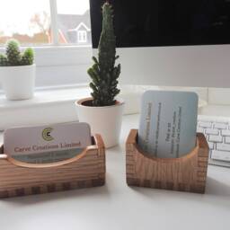Wood Business Card Holder, Solid Oak, Display Stand, Desk Organiser, Owner, Luxury, Event Accessories - thumbnail 3