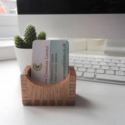 Wood Business Card Holder, Solid Oak, Display Stand, Desk Organiser, Owner, Luxury, Event Accessories - thumbnail 3