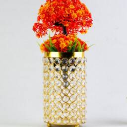 Handmade Metal Flower Vase With Crystal Decoration - Vases For Centerpieces Living Room, Bedroom, Table Top Decor Gift Her-Him - thumbnail 3