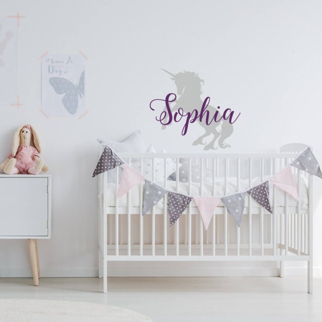 Personalized Unicorn Name Wall Decal - Nursery Girl Bedroom Decor Ww73 - image 1
